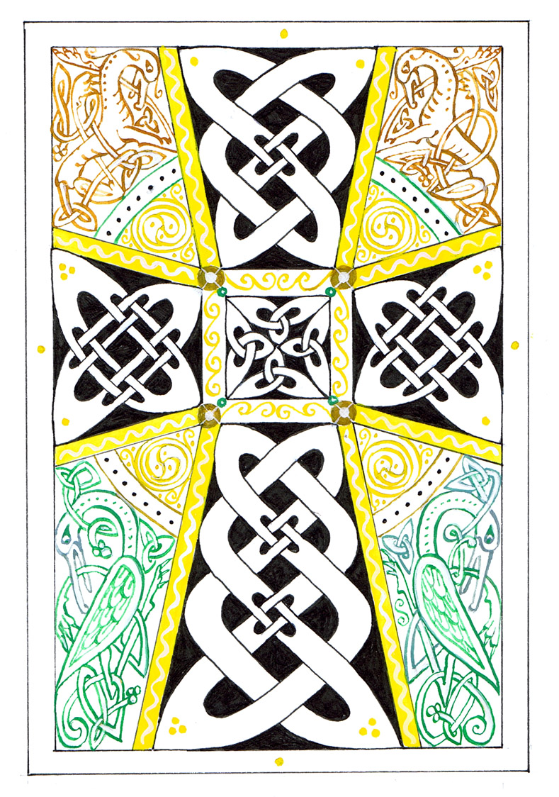 Page tapis en forme de croix celtique