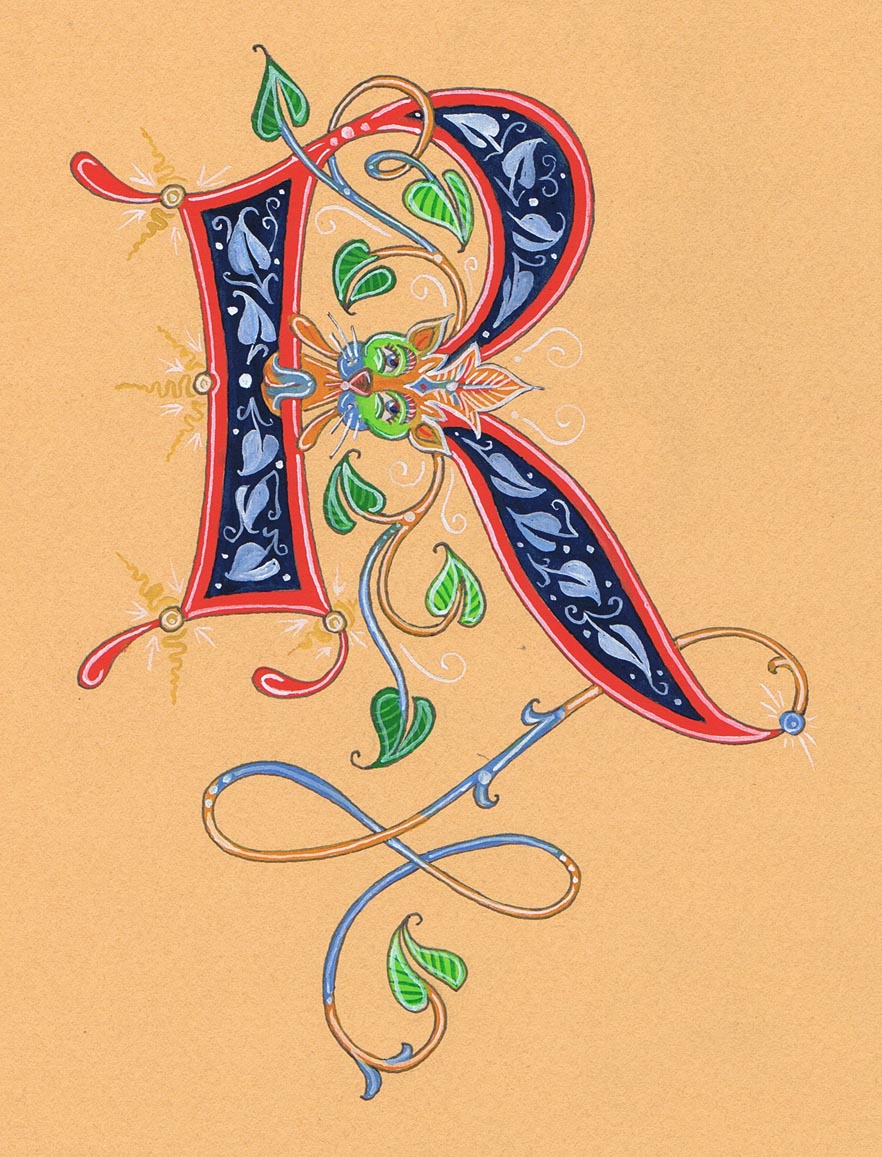 Illuminated letter R